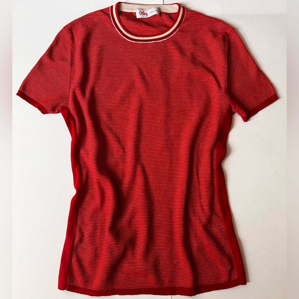 Orley Red/White Knit Crew Top Women’s Medium~Orley Vintage Knit Top